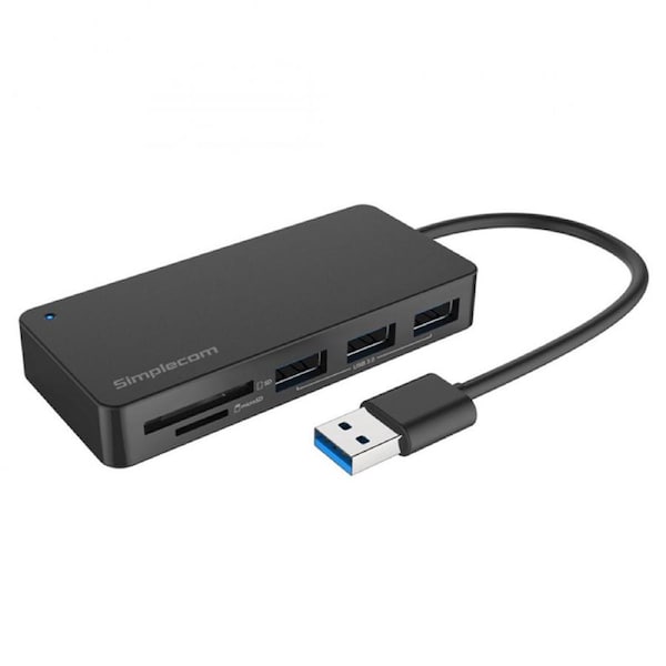 Simplecom 3 Port USB 3.0 Hub with Dual Slot SD MicroSD Card Reader (CH368)