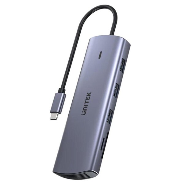 Unitek 9-in-1 USB-C Hub with Dual Display, Dual Card Reader and 100W PD - Space Grey (UTD1113A)
