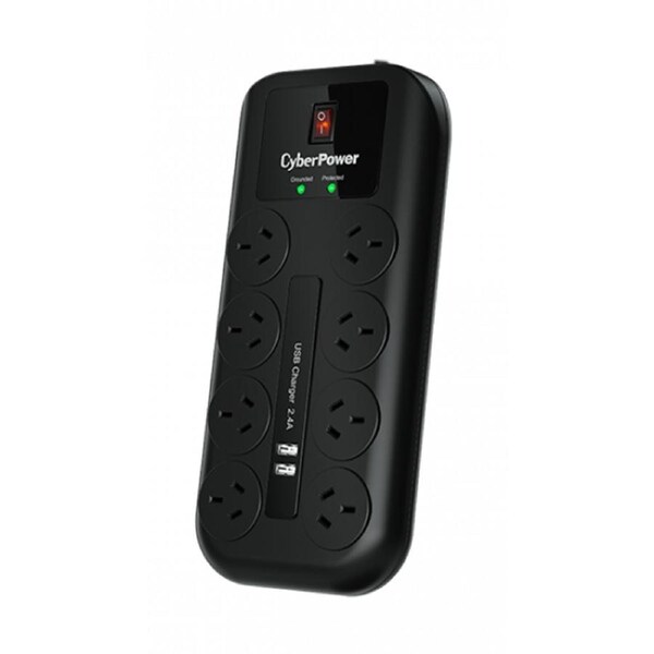 CyberPower 8-Port Surge Protector with 2 USB Charging Ports (CPSURGE08USB-ANZ)