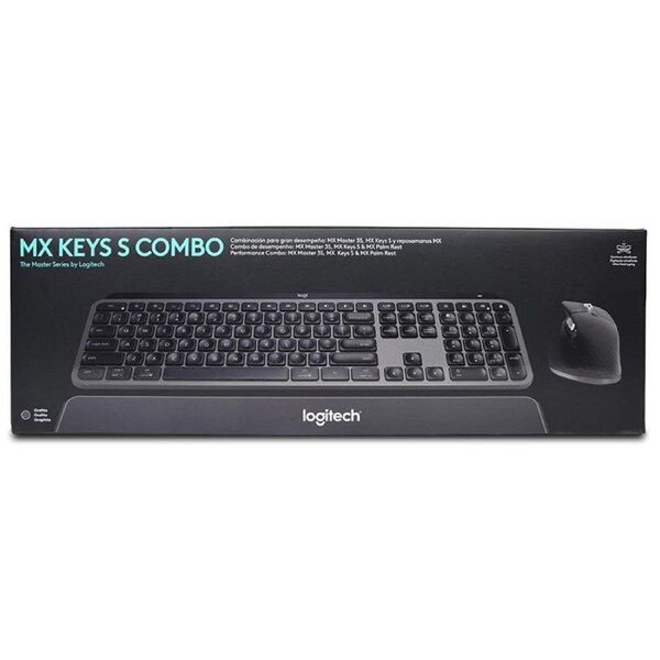 Logitech MX Keys S Bluetooth Combo Keyboard,Mouse,Palm Rest - Graphite (920-011605)