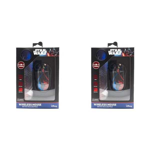 2x Disney Star Wars Bluetooth Wireless Mouse w/ Mousepad Computer Accessory