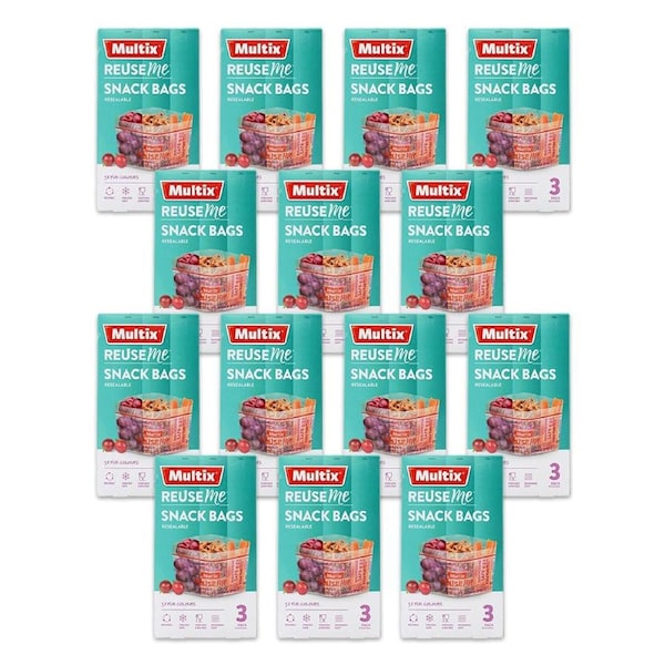 42pc Multix ReuseMe Resealable Snack Bags Zip Lock Food Saver Clear 16.5x8.5cm