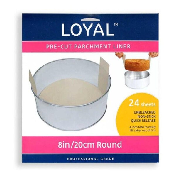 24pk Loyal Pre-Cut 8in Round Parchment Liners with Tabs (200mm)