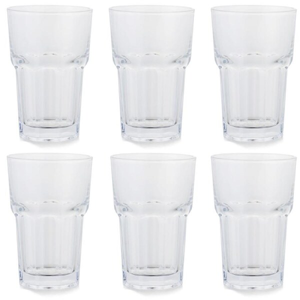 Set of 6 Highball Drinking GlassesThick Heavy Base Tumbler Cup For Hot Cold Beverage