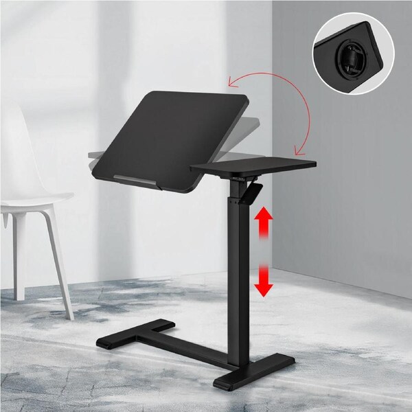 ACA 0-60° Tilt Overbed Gas Lift Press Bedside Sofa Side Table Black Laptop Office Desk