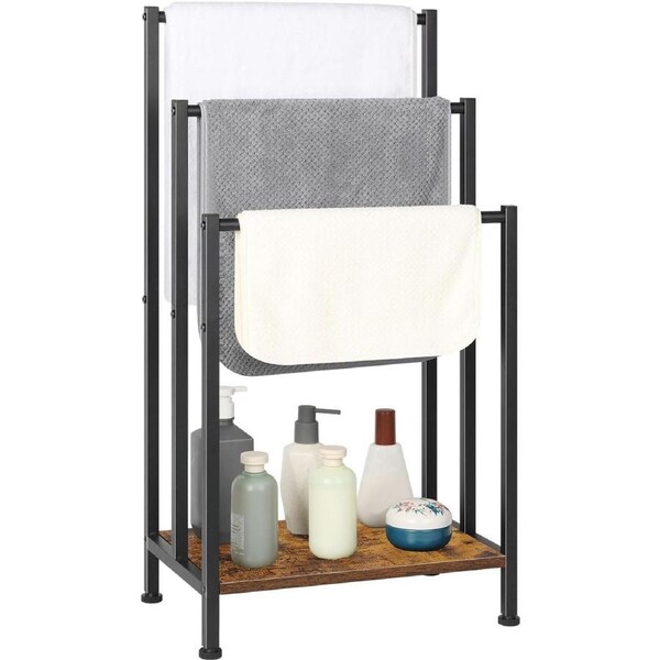 3 Tier Towel Rack Rail Freestanding Holder, Bathroom Organizer Laundry Drying Bar