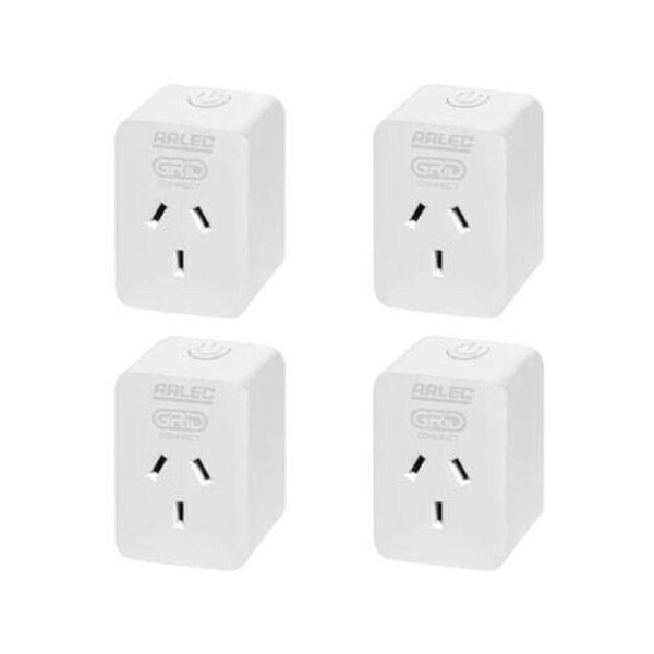 Arlec PC191HA-4 Grid Connect App & Smart Plug In Socket with Energy Meter-4 Pack