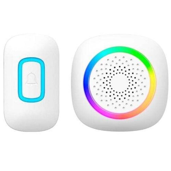 Arlec DCAP01 200m Wireless Plug-in RGB LED Door Chime with Push Button-White