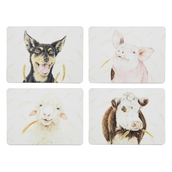 Ashdene Kitchen Cork Backed Placemats Farmyard Faces Set 4