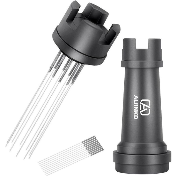ALIINKD Coffee Distributor WDT Tool Espresso Distribution, 10pcs 304 Stainless 0.3mm Needles Espresso Coffee Stirrer, Full Aluminum Chess Shape Shell