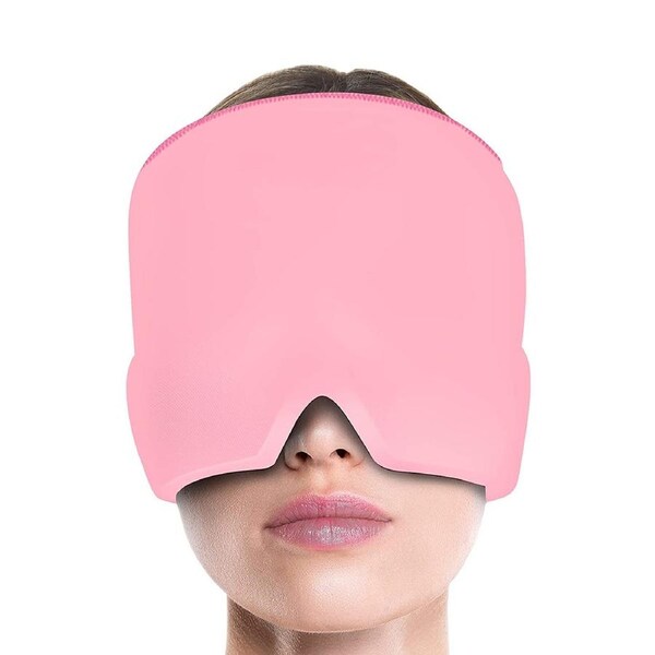 Head Gel Ice Cap Ice Pack Eye Mask Migraine Relief Cap for Cold Compress Pink
