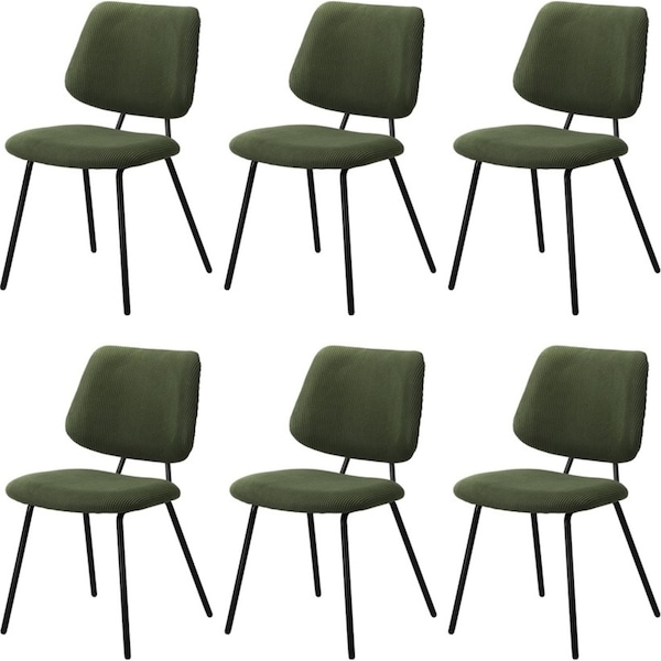 Oikiture 6x Dining Chair Vintage Retro Polyester Kitchen Padded Lounge Green