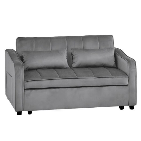 Sarantino Fenton 2-Seater Velvet Sofa Bed in Dark Grey