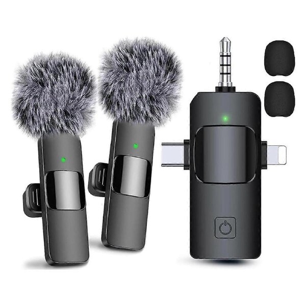 JOYBUY 3 in 1 Wireless Lavalier Microphones for , Android, Camera, USB-C Microphone, Mini Microphone with Noise Reduction