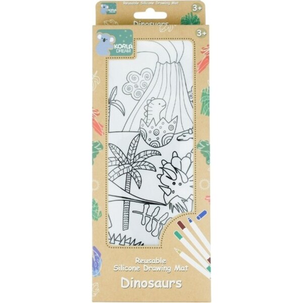 Koala Dream Reusable Silicone Drawing Mat & Washable Markers Dinosaurs 3y+