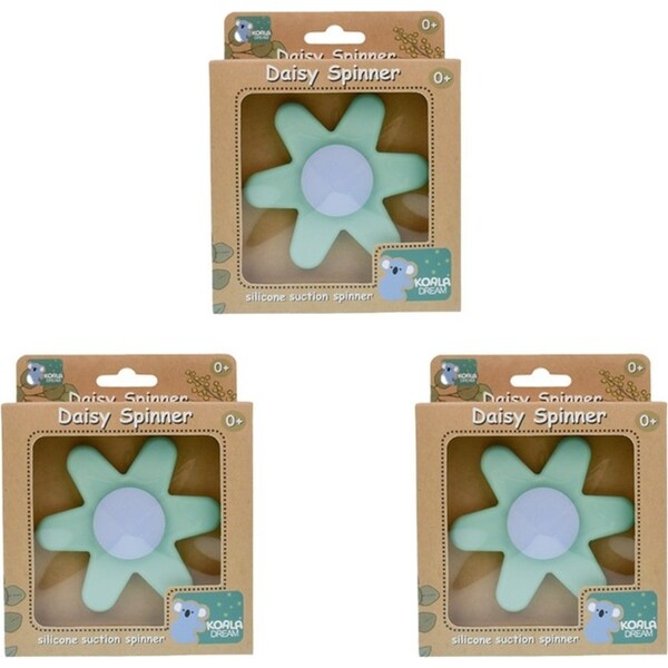3x Koala Dream Silicone Suction Back Daisy Fun Spinner Sensory Toy Green 0y+
