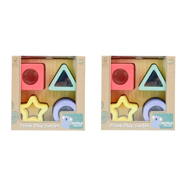2x Koala Dream Colourful Silicone Prism Play Shape Sorter Sensory Toy 6m+