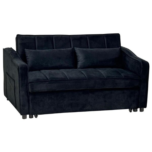 Sarantino Fenton 2-Seater Velvet Sofa Bed in Black