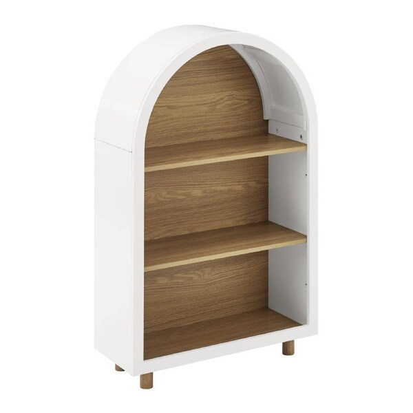 Luna Arched Bookcase Bookshelf 3 Levels Oak and White