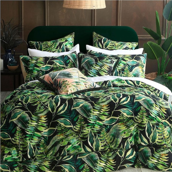 MM Linen Tropics Bed/Bedding Quilt Cover Set Cotton w/Pillowcase King Bed
