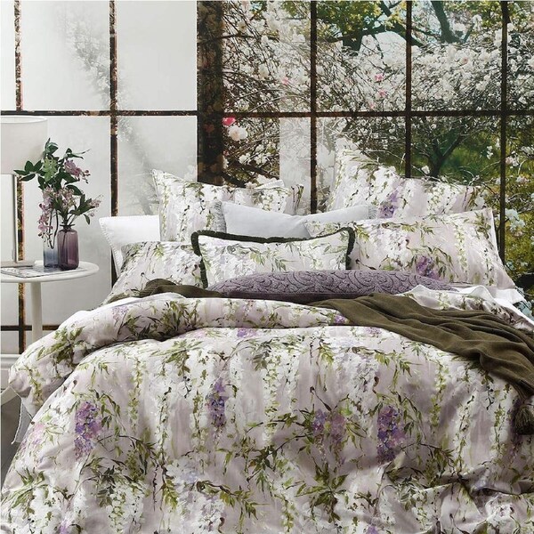 MM Linen Floribunda 300 TC Cotton Quilt Cover Set King Bed