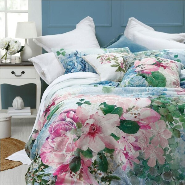 MM Linen Delf Bed/Bedding Quilt Cover Set Cotton w/Pillowcase Super King Bed