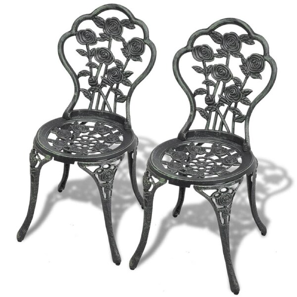 Bistro Chair Set Of 2 Cast Aluminium Seat Garden Patio Outdoor 41x49x81.5cm
