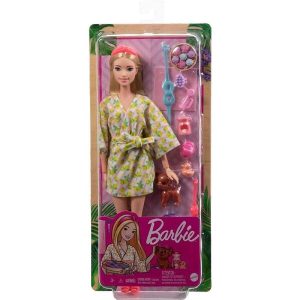 Barbie Self-Care Spa Day Doll Blonde, with Puppy and Accessories HKT90