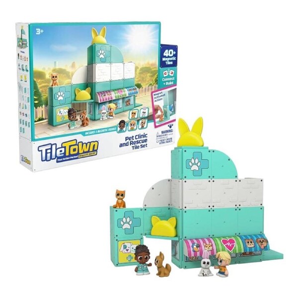 Tile Town Pet Clinic and Rescue Magnetic Tile Set