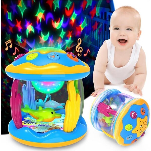 Baby Toys 6 to 12 Months,Musical Projector Rotating Light Up Toys, Tummy Time for Infant 12-18 Months, Learning Toys for Toddler 1 2 3 Years Old, Birthday Gifts