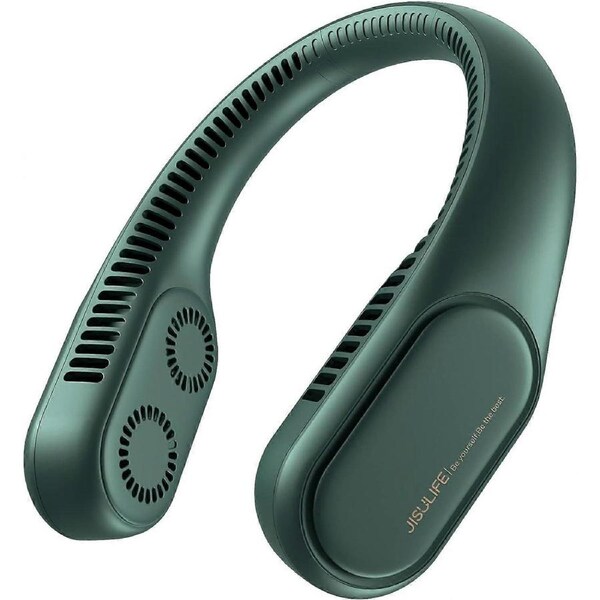 Four Turbo Neck Fan, Upgraded Bladeless Portable Neck Fan with 4000mAh Rechargeable 3 Speeds Wearable Design, Battery Operated Powerful Fan - Green