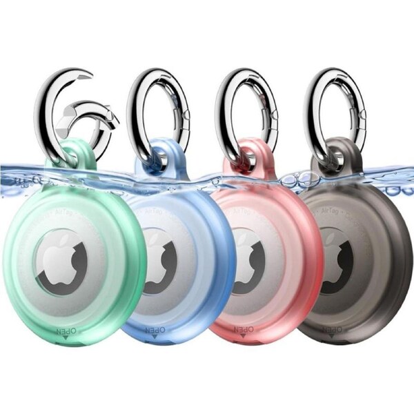 JETech 4 Pack Waterproof Case for AirTag with Keychain, Full Body Anti-Scratch Air Tag Keyring Holder Cover for Kids, Pet Collar, Keys, Luggage, Bags