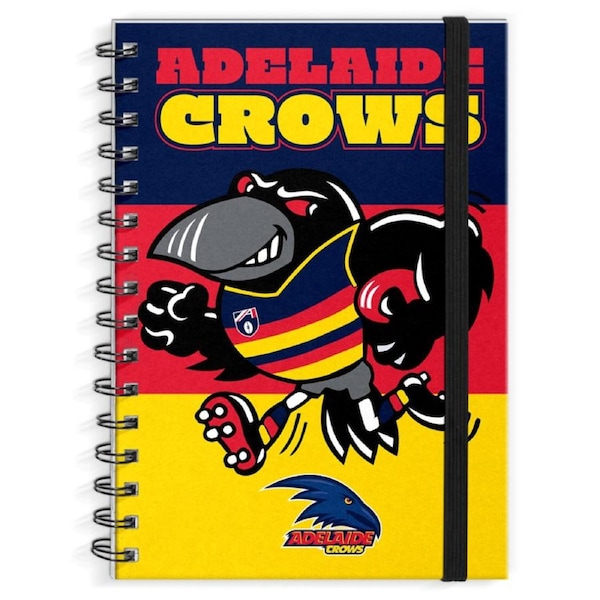 Adelaide Crows AFL Mascot Design Hard Cover Spiral Bound A4 Notebook