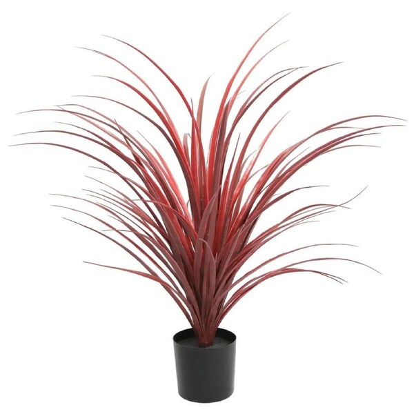Burgundy Potted Artificial Long Grass (Yucca Grass) 75cm UV Resistant