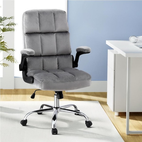 Artiss Executive Office Chair Velvet Flip-up Arms High Back Computer Chair