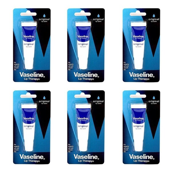 6x Vaseline Lip Therapy 10g Moisturising Balm Tube For Chapped/Dry Lips Original
