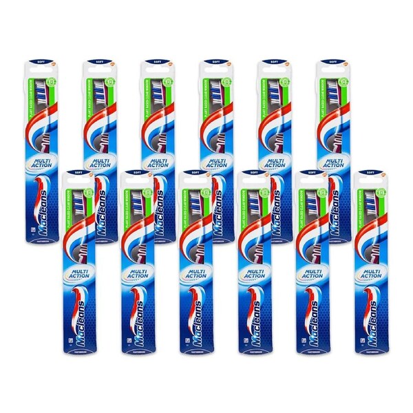 12x Macleans Toothbrush Multi Action Soft Bristles Care Dental Tooth Cleaner