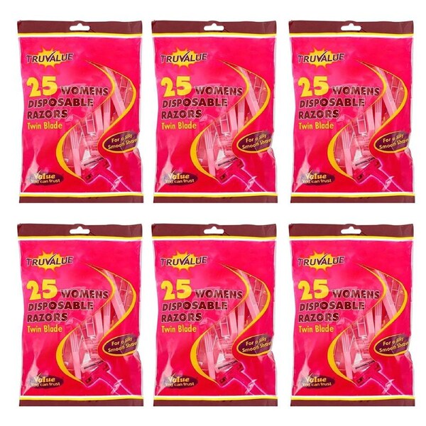 150pc Truvalue Disposable Razors Twin Blade Hair Shaving Trimmer For Women