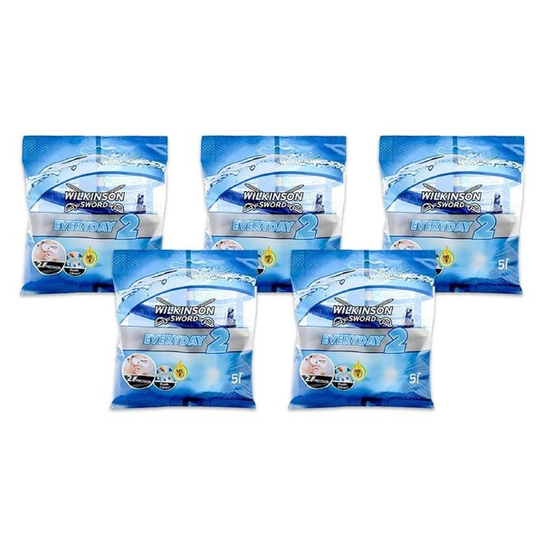 25pc Wilkinson Sword Razors Everyday 2 Blades Disposable Hair Shaver Blue