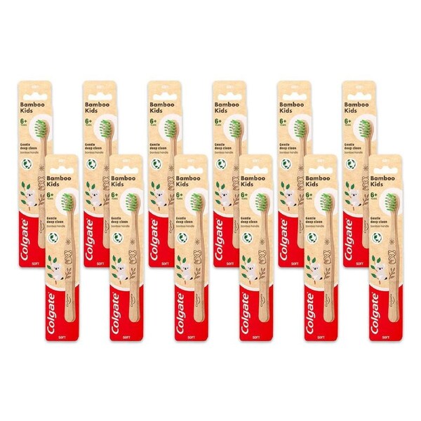 12x Colgate Toothbrush Bamboo Kids Gentle Deep Clean Oral Dental Teeth Care 6y+