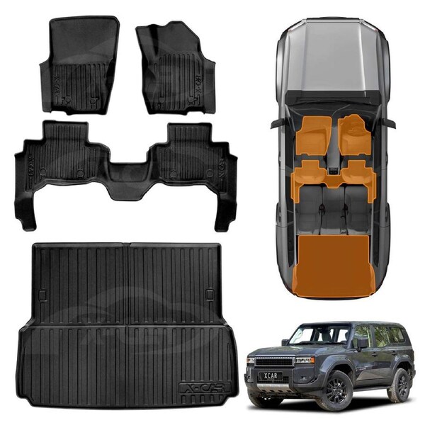 3D Floor Mats Boot Liner for Toyota Prado 250 Series 5-Seater 2024-2025 All Weather Heavy Duty Cargo Car Trunk Luggage Tray