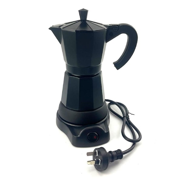 Mornest Aluminum Black Electric Moka Coffee Maker Italian Classic Espresso 6 Cups