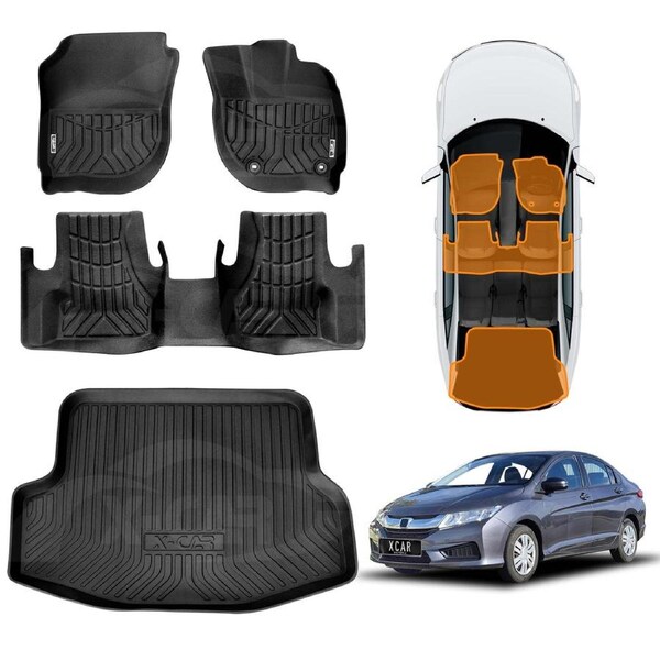 3D Floor Mats Boot Liner for Honda City Auto 2014-2020 All Weather Heavy Duty Cargo Car Trunk Luggage Tray