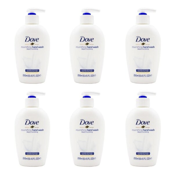 6x Dove 250ml Deeply Nourishing Liquid Hand Wash Soap for Soft Hydrated Skin