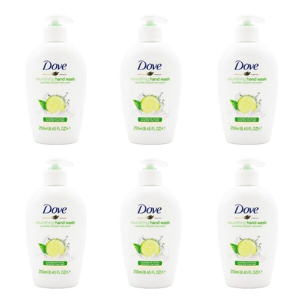 6x Dove 250ml Nourishing Hand Wash Soap Cucumber & Green Tea Scent for Dry Skin
