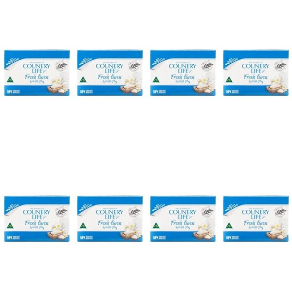 40pc Country Life 450G Moisturizing Toilet Soap Bar Fresh Linen & White Clay