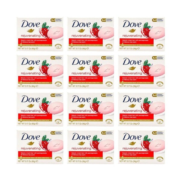 12x Dove 90G Beauty Cream Bar Soap Rejuvenating Pomegranate & Hibiscus Tea Scent