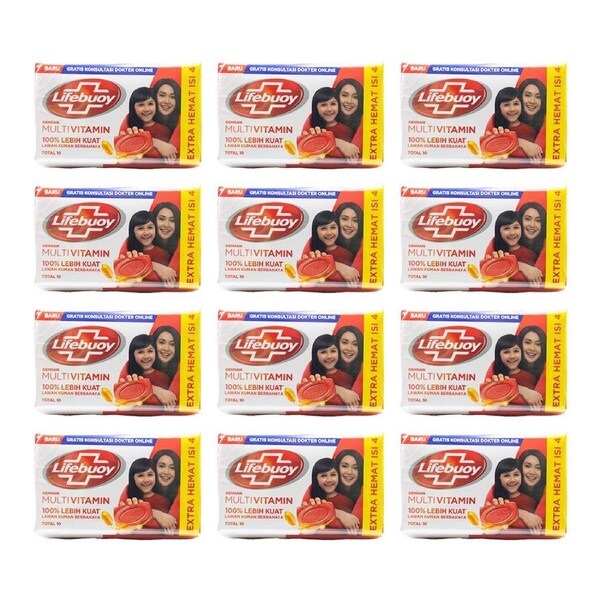48pc Lifebuoy 60g Shower/Bath Soap Bars Fresh Scent Body Wash Multivitamin