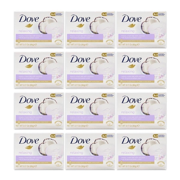 12x Dove 90G Beauty Shower Cream Bar Soap Coconut Milk & Jasmine Petals Scent