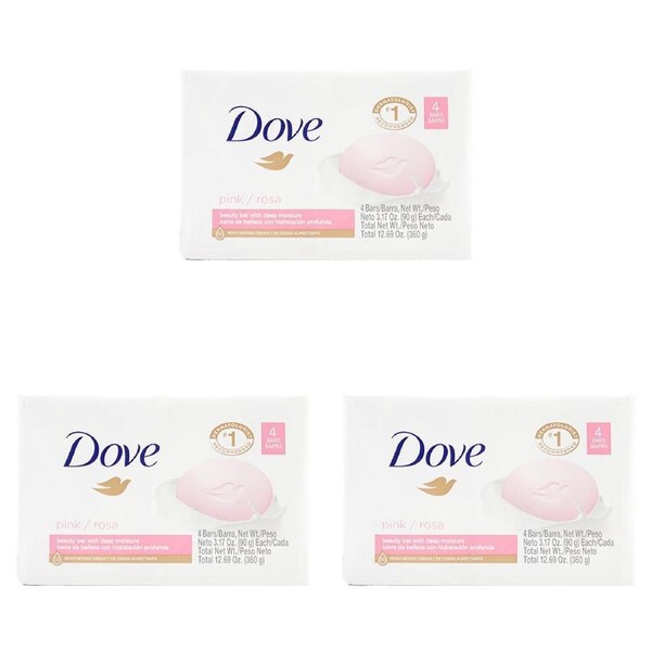 12pc Dove 90g Soap Bar Pink Rosa Beauty Bar w/ Deep Moisture Bath Body Wash